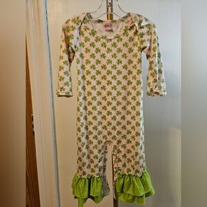 Isla Grace Shamrock Romper With Ruffles Sz 18-24M
